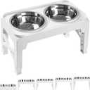 Elevated Dog Bowls with 2 Stainless Steel Food & Water Raised Bowls with No Spill Edge Non-Slip Stand Adjusts to 5 Heights(3.2", 8.77", 9.9",11.1", 12.3") for Small Medium Large Dog and Pet White