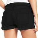 luvamia Women's Ripped Denim Jean Shorts High Waisted Stretchy Folded Hem Short Jeans (Black, S)