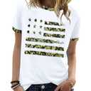 YZMI American Flag Shirts Women 4th of July Memorial Day Shirt Short Sleeve Camouflage Ringer Stars Stripes Graphic Apparel C-White M (White, M)