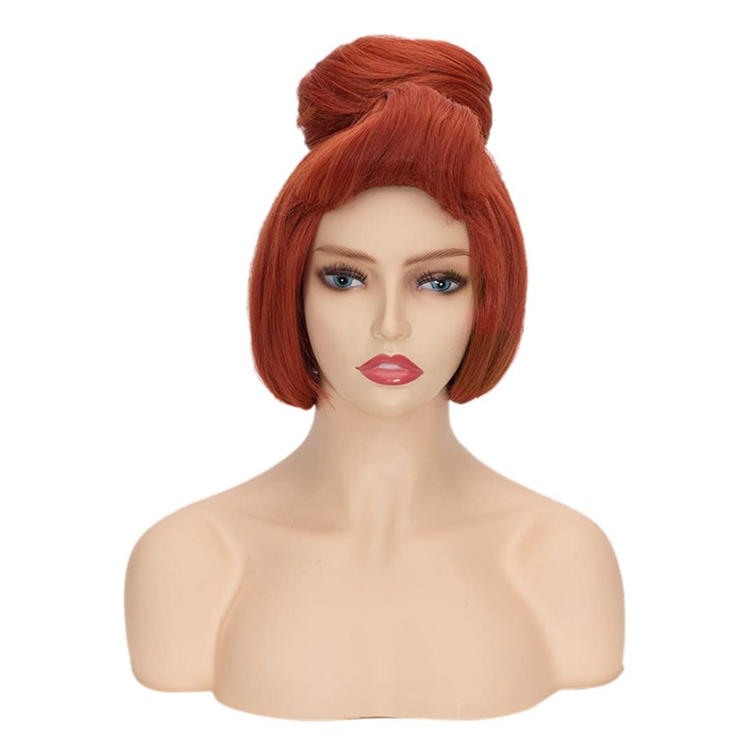 FVCENT 50s Women Wig Halloween Costume for Women,60s Short Red Vintage Updo Halloween Costume Bun Party Wig (Red)