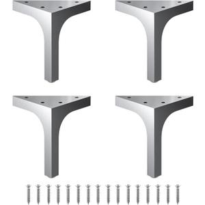 Lab Rated 1600lb Capacity - 4.75 Inch Modern Satin Nickel Furniture Legs, 4 Pack Solid Stainless Steel Square Table & Cabinet Feet for DIY Vanity, Desk, Bench, Shelves