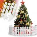 Christmas Tree Fence Barrier for Pets & Kids - 36Pcs Foldable White Picket Fence Gate Around Xmas Tree, Decorative Baby & Dog Cat Proof Indoor Christmas Tree Protector Decoration