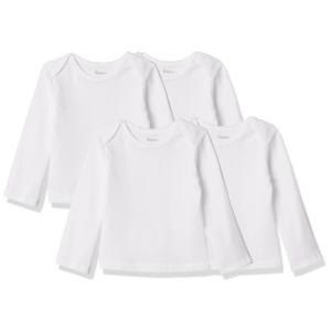 Hanes baby girls Ultimate Flexy 4 Pack Long Sleeve Crew Tees T Shirt Set, Diamond White, 0-6 Months US
