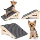 Wood Dog Ramp Stairs for Outdoor, Low Angle Dog Ramp for Stairs | 4.2"H, 2 Pack, ups to 170lbs, Premium Solid Wood, Anti-Slip Carpet Surface, Dog Stairs for Small Dogs, Footrest & Stretcher