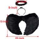 Angel Costume Wings and Halo Angel Costume for Women Girls Kids Halloween Christmas (23 In x 15 In, Black)
