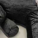 PAJEO Reading Pillow for Sitting in Bed, Large Backrest Reading Pillow with Arm Rest,Back-Rest Support Cushion for Sit Up on Couch, Sofa, and Floor, Dorm Essentials (Black Faux Fur, Standard(17"))