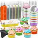 Blushtier 55 Pcs Mini Loaf Pans with Lids and Spoons 6.8 oz Rectangular Aluminum Foil Baking Pans Mini Cake Tins for Bread Desserts(Pastel Color, Rectangle and Circle Style)