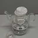 Glass Teapot Set, 27OZ/800ML Stovetop Safe Glass Tea Kettle with 6 Small Double Wall Tea Cups & Loose Tea Infuser & Tea Warmer, Microwave & Dishwasher Safe Tea Maker, Blooming Tea Gift Set