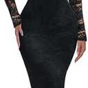 Ekaliy Women Bodycon Maxi Dress 2025 Fall Floral Lace Elegant Flare Sleeve Fitted Formal Wedding Guest Cocktail Dresses. Size Small