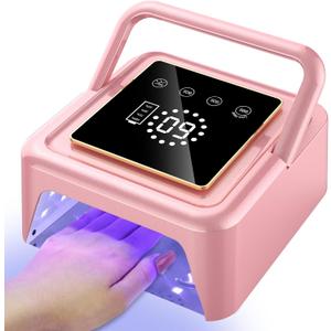 UV Nail Lamp 108W, UV Light for Gel Nail Polish, Cordless LED Nail Lamp with 36 Beads & Touch Display, Nail Light with 4 Timer Mode & Auto Sensor, Fast Curing Nail Dryer for Salon & Home (Pink)
