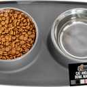 GORILLA GRIP Dog Bowl Set with Feeding Mat, 304 Stainless Steel, 2 Cup Gray
Slip Resistant Silicone Base, High Edge Spill Containment, Dishwasher Safe, Finger Notch Removes Food Grade Bowls