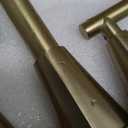 Brushed Gold 2 Handle Centerset Bathroom Sink Faucet with Drain Assembly, High Arc Modern 4 Inch Bathroom Vanity Lavatory Faucet 3 Holes with Brass 360 Swivel Spout, TAF067E-PB