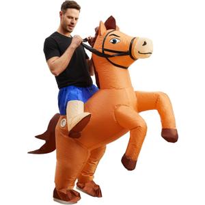Seeds of Light Inflatable Costume Adult Horse Costumes Inflatable Horse Riding Costume Cowboy Blow Up Halloween Costume for Men Women Party