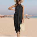 3 x Chalier Sarong Wraps for Women Beach Cover Ups Swimsuit Coverup Bathing Suit Cover Up Swimwear Bikini Swim Skirt (Black)