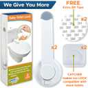Toilet Locks Baby Proof (2-Pack) Ideal Baby Proof Toilet Lid Lock with Arm No Tools Needed Easy Installation with 3M Adhesive Top Safety Toilet Seat Lock Fits Most Toilets, White