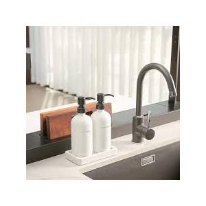 Kitchen Soap Dispenser Set, White Soap Dispenser with Black Stainless Steel Pump, Perfect for Modern Kitchen Decor. (White)Amazon's Choice