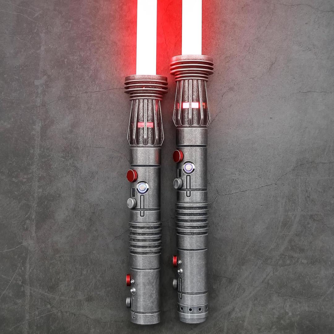 Double-Bladed Lightsaber for Adults, 12 RGB Colors 16 Sound Fonts with Weathered Metal Hilt Light Saber 2 Pack, Heavy Dueling Smooth Swing Motion Control 2 in 1 Light Sabers