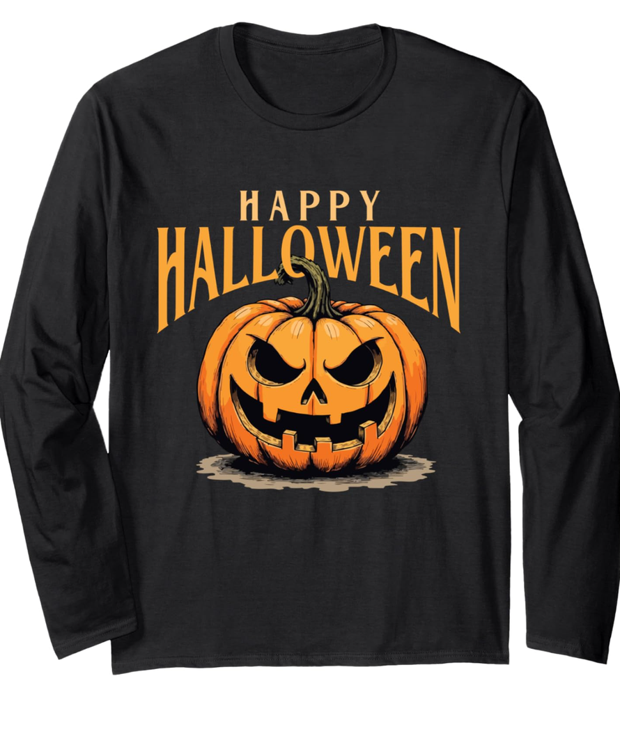 Happy Halloween - Spooky Halloween Jack O Lantern Long Sleeve T-Shirt Medium