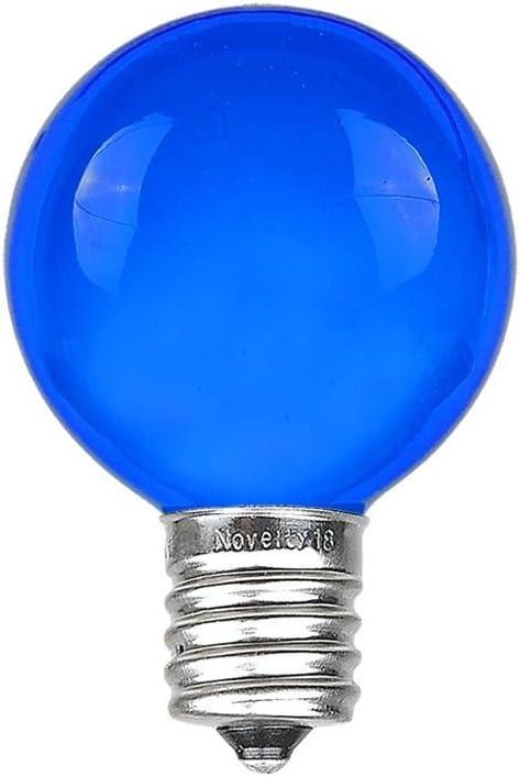Novelty Lights Incandescent G30 Globe Replacement Bulbs - Outdoor Individual Bulbs for Events, Holiday Parties, Patios, and More - C7/E12 Candelabra Base, 5 Watt Lights (Blue, 25 Pack)