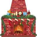 TaoBary Christmas Cardboard Fireplace 35.4 x 38.6 Inch Red Brick Bulletin Board Decoration Christmas Holiday Hearth Bulletin Board with 16.4 ft PVC Artificial Garland for Christmas Home Decor