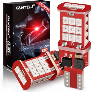 912 921 LED Bulb, Strobe Flashing 3rd Third Brake Center High Mount Stop Light, 300% Brighter Non-Polarity T15 906 904 902 W16W Brilliant Red