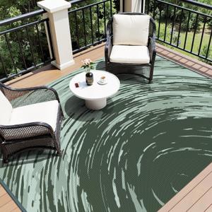 COCOER Modern Outdoor Rug 8x10 Reversible-Waterproof Outdoor Patio Rug-Quick Dry Outdoor Area Rugs Indoor Outdoor Rugs-Outside Rug Patio Decor for Porch Deck Balcony Backyard (Teal)