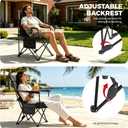 Camping Chairs 2Pack Beach Outdoor Chair for Adults Folding Lawn Chair with Cup Holder, Adjustable Backrest and Carry Bag Included for Tailgating, Beach, Fishing（Black）, 18.7 x 18.7 x 33.5 inches