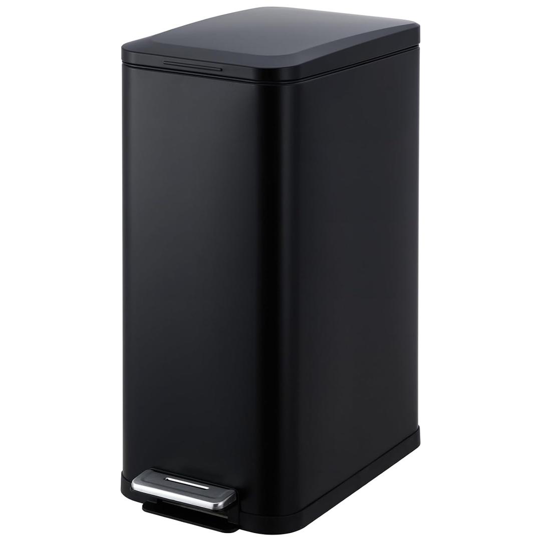 13 Gallon Kitchen Trash Can, Slim Stainless Steel 50l Kitchen Step Garbage Bin with Soft-Close Lid, Fingerprint-Proof Pedal Trash Can with Removable Inner Bucket for Narrow Spaces