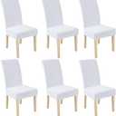 Smiry Velvet Stretch Chair Covers for Dining Room Set of 6, Soft Fit Removable Washable Kitchen Parsons Chair Slipcover Protector, Raw White