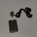 Uniclife Fashionable Sliding Badge Holder Black Leopard Print Plastic Card Holder with Retractable Badge Reel Carabiner & Detachable Lanyard Vertical Card Protector for Office Worker Teacher Student