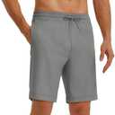 Michel Rouen Mens Athletic Shorts Zipper Pockets Lightweight Quick Dry Drawstring 7/9 Inch Sport Workout Running Golf Gym Shorts Men Size Large