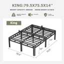 NKZ King Size Bed Frame 14 Inch, Metal Bed Frame & Box Spring 2 in 1 Platform with Round Corner Legs, 4000lbs Weight Capacity Reinforced Metal Frame, Headboard Hole, Noise-Free, Easy Assembly