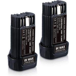 2Pack 3.0Ah DCB080 Replacement for Dewalt 8V Battery Li-ion DCF682 DCB095 DW4390 DCF680N1 DCF680G2 Easy Slide-in Compatible with dewalt Battery