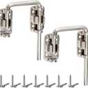 Hicarer 2 Pcs Nickel Patio Sliding Door Loop Lock 2 in. U-Shaped Latch Hook Locks Home Safety Lock for Sliding Doors, Windows, Barns, Gardens, Screens