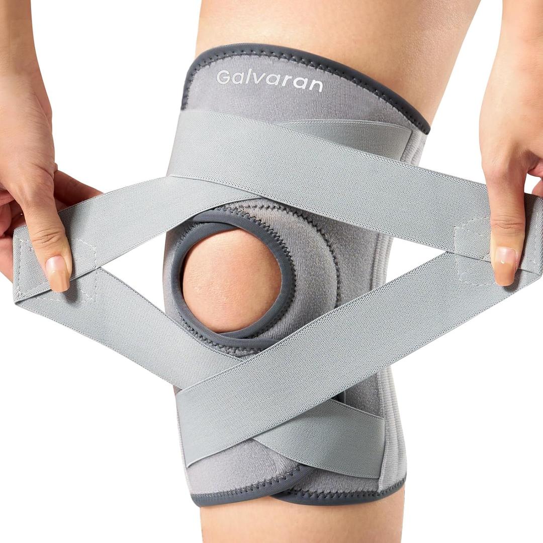 Galvaran Knee Brace for Men & Women - ACL, MCL, Meniscus Tear Support & Arthritis Pain Relief - Stabilizing Knee Braces Support with Side Stabilizers & Patella Gel Pad (Medium, Gray)