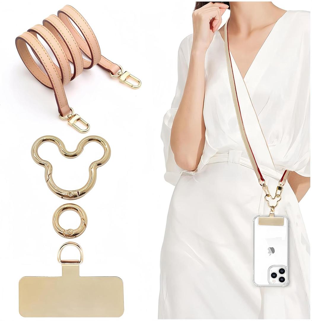 Mouse Ears Crossbody Phone Lanyard - Adjustable Shoulder Neck Strap [Works with All Phones] Hands-Free Cell Phone Strap - Neck Chain Holder for iPhone 16/15/14/13 Pro/S24 Ultra