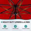 AreShark 9 FT Patio Umbrella for Outdoor, Outdoor Table Umbrella with Push Button Tilt and Crank, Outdoor Patio Umbrellas with 8 Sturdy Ribs for Market, Garden, Pool (Red)