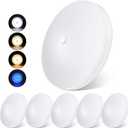 acegoo RV 3CCT 4.5'' LED Ceiling Dome Light, 3000K/4500K/6000K Switchable with Blue Nightlight 12V Puck Light for Motorhome Camper Trailer Boat, Surface Mount w/Dimmer Switch (6 Pcs)