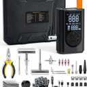 FRIWOLE Tire Repair Kit with Portable Air Compressor, Tire Plug Kit 58PCS with Cordless Tire Inflator (150 PSI) for Car, Motorcycle, Tractor, Truck, Ball