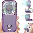 Portable Fan Rechargeable,Personal Fan Handheld Fan,180Foldable Cooling Fan Mini Desk Fans Small Quiet Table Fan,Battery Operated Fan USB Small Fans as Lash Fan/Eyelash Fan for Womens Girls (Purple)