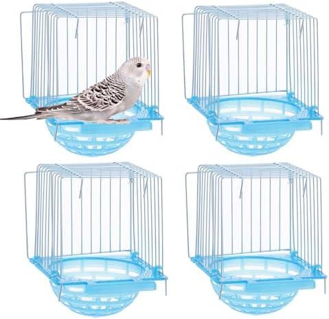 4 Pack Bird Hatching Nest Canary Cage Breeding Nest Parrot Shelter Bowl Pearl breeding Box with Barbed Wire Partition (Missing 2)