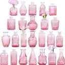 Pink Glass Bud Vase Set of 24, Small Flower Vases for Centerpieces in Bulk, Mini Vintage Vase for Wedding Decor, and Home Table Dcor