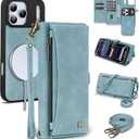 Wallet Case for iPhone 17 Pro with Card Holder/Crossbody Wallet/Strap,[RFID Blocking][Magnetic] PU Leather Phone Case for iPhone 17 Pro,6.3 in,Dream Blue