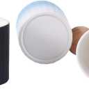 2 x Ceramic Espresso Cups Set of 2, 2 oz Mini Espresso Cups, Round Wooden Handle Stripes Demitasse Cups for Tea or Coffee (2, Black)