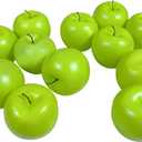 Artificial Apples, Set of 12 Fake Fruits for Home Decor - Realistic Faux Apple Kitchen Counter Decor, Table Centerpiece Bowl Fillers Decorations - Green