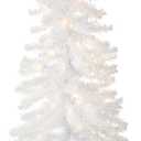 National Tree Company 4 ft Pre-Lit Mini Artificial Christmas Tree, White Iridescent Tinsel, 70 Clear Lights, 110 Tips, Includes Stand