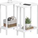 TUTOTAK Small Side Table, Narrow End Table, Set of 2, Skinny Sofa Table, Slim Nightstand, Couch Table, Living Room, Bed Room, White TB01BW0622 (2-Tier7.9"D x 15.8"W x 22.5"H)
