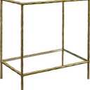 BEGINS Hand Forged Side Table 2 Tier, Vintage End Table Glass Top Coffee Table, Accent Table with Solid Hammered Frame, Suitable for Living Room, Bedroom, Study Room, Entryway (Gold, Rectangle)
