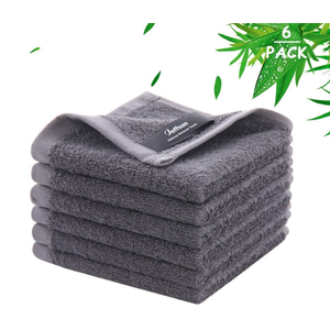 Wash Cloths 6 Pack, Super Soft & Skin Friendly Face Towel for Sensitive Skin, Reusable Washable Makeup Remover Cloth, 10x10 inch Small Baby Washcloths, Easy to Rinse Dark Grey Facial Cleaning Cloth