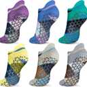 Non Slip Yoga Socks with Grips for Pilates, Ballet, Barre, Barefoot, Hospital Anti Skid Socks for Women and Men (Small, 6 Pairs-attice)